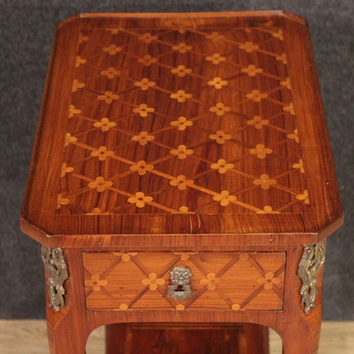 Side table inlaid wood furniture French antique style Napoleon III 20th century - Picture 10 of 12