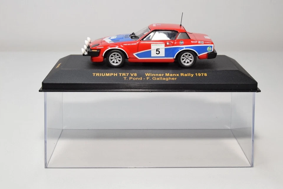 B24 1:43 IXO RAC057 TRIUMPH TR7 V8 #5 WINNER MANX RALLY 1978 POND GALLAGHER MIB - Immagine 2 di 4