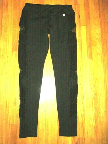 Popular Basics Black Fishnet & Mesh Panel Fitness Leggings Large-Tall New - Picture 3 of 8