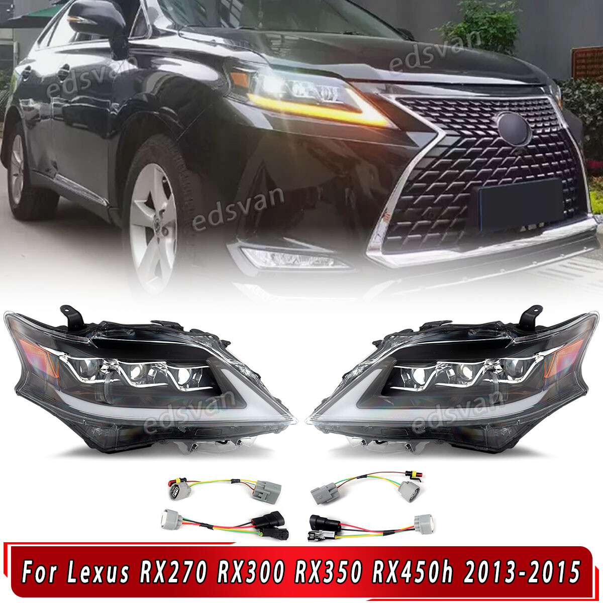 Pair For Lexus RX350 RX450 2013-2015 Triple Beam LED Headlight