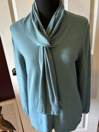 Vtg Andrea Jovine,Teal Pullover Mock Tie Frnt Sweater,Gorgeous So Soft..M/L - Picture 8 of 13
