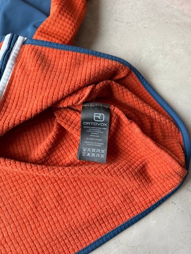 ORTOVOX MERINO INSIDE FLEECE ORANGE HOODED JACKET WOOL FULL ZIP MENS SIZE XL TOP - Picture 12 of 17