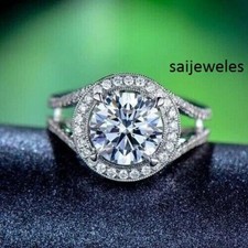 2.93CT Round Lab-Created Diamond 14K White Gold Over Engagement Wedding Ring