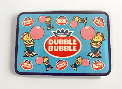 Collectible Dubble Bubble Gum Mini Lunch Box Tin Gold Interior