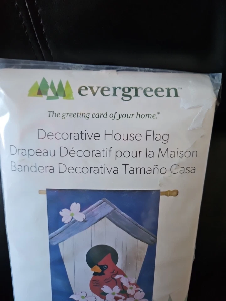 Bandera de casa decorativa de hoja perenne - casa de pájaro cardenal 28 pulgadas x 44 pulgadas azul blanco Foto 4 de 4