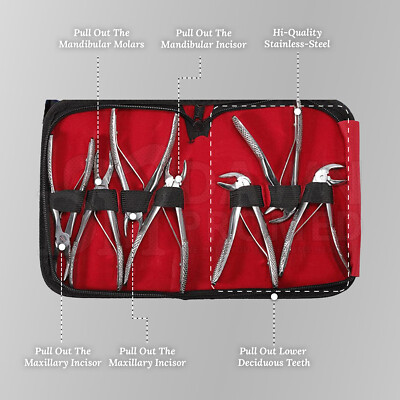 Kit Dentista Bambini Kit Pinze Estrazione Dentale Pediatriche – 7 Pezzi Con Custodia, Per Odontoiatria Set Di 7 Pinze Pedo Con Custodia, Marca Optimal - Foto 10