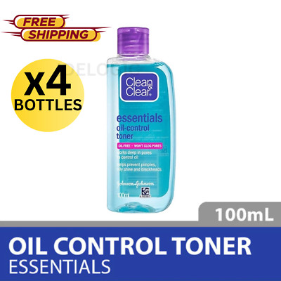 4x Clean & Clear Essentials Oil Control Toner Prevent Acne Skin & Pimples 100 ml