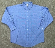 Brooks Brothers Shirt Men  s 17 / 34 Blue Plaid Long Sleeve Dress Button Up