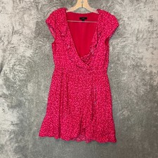 J.Crew Women Girly Barbie Romantic Ditzy Floral Faux Wrap Flirty Dress 4 Pink