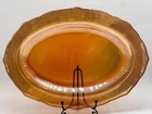 Vtg Federal Glass Oval Platter Marigold Iridescent Normandie Lattice & Bouquet