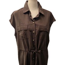 Old Navy Utility Shirt Dress Womens Size M Tall Olive Green 