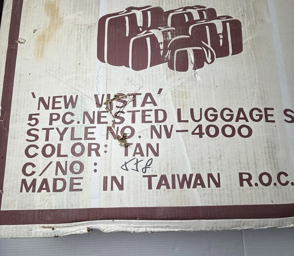 Vintage Vista Nested Luggage Set 5 Pieces Tan Locks Wheels Brand New 1980s - Image 4 of 4