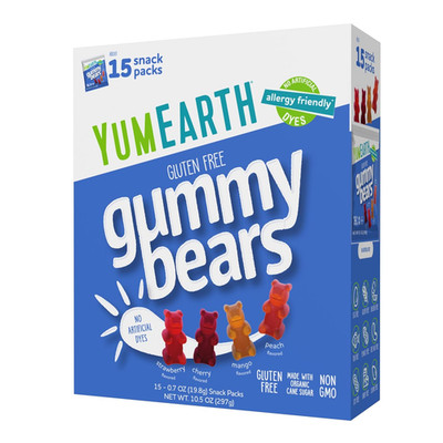 Organic Gummy Bears Pack of 15 Assorted Fruit Flavors Allergy Friendly