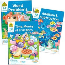 School Zone Math 3-Pack Workbook Set: 192 Pages, 1st Grade, 2nd Grade, Word Prob