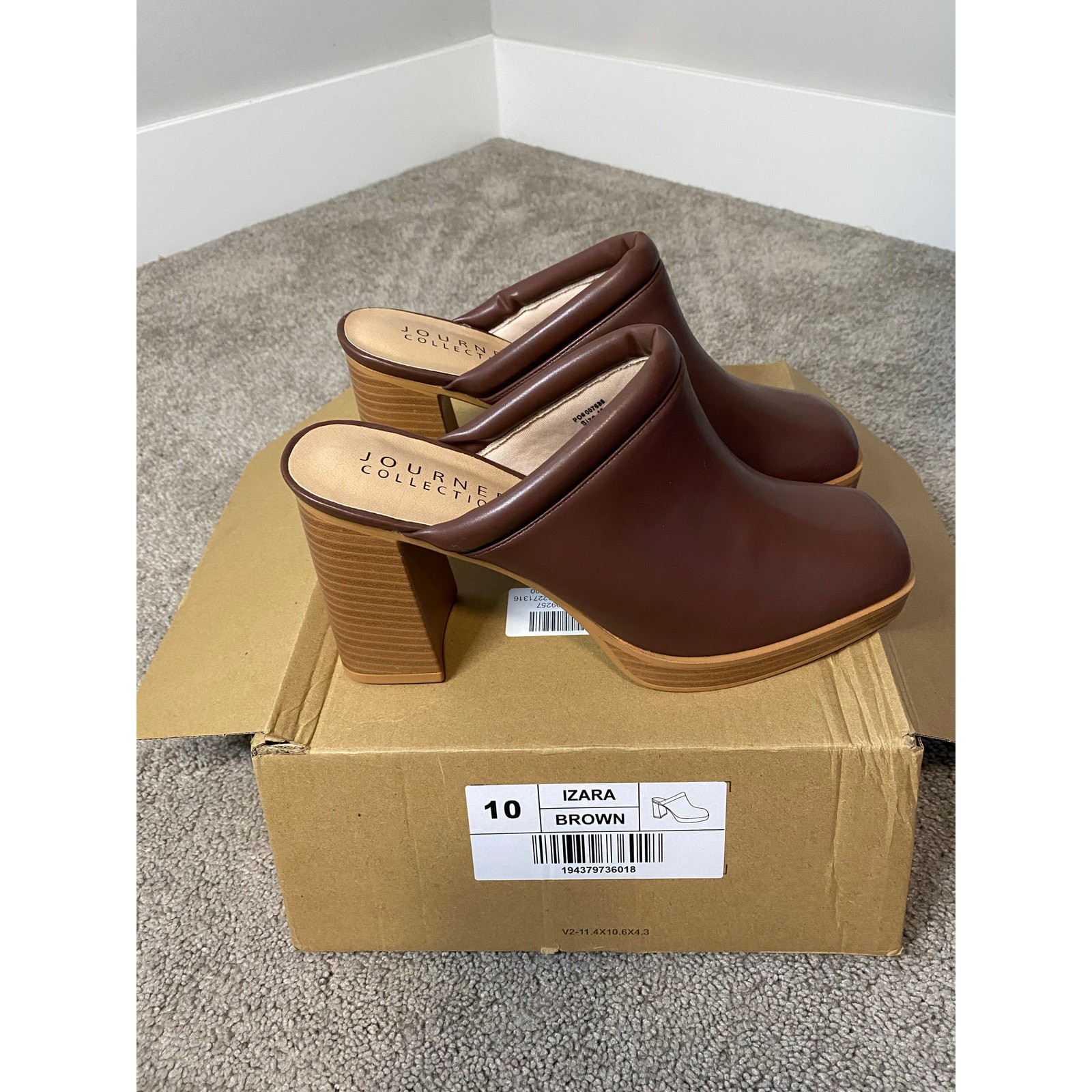New Journey Collection Izara Brown Slide on Platform Mules Size 10