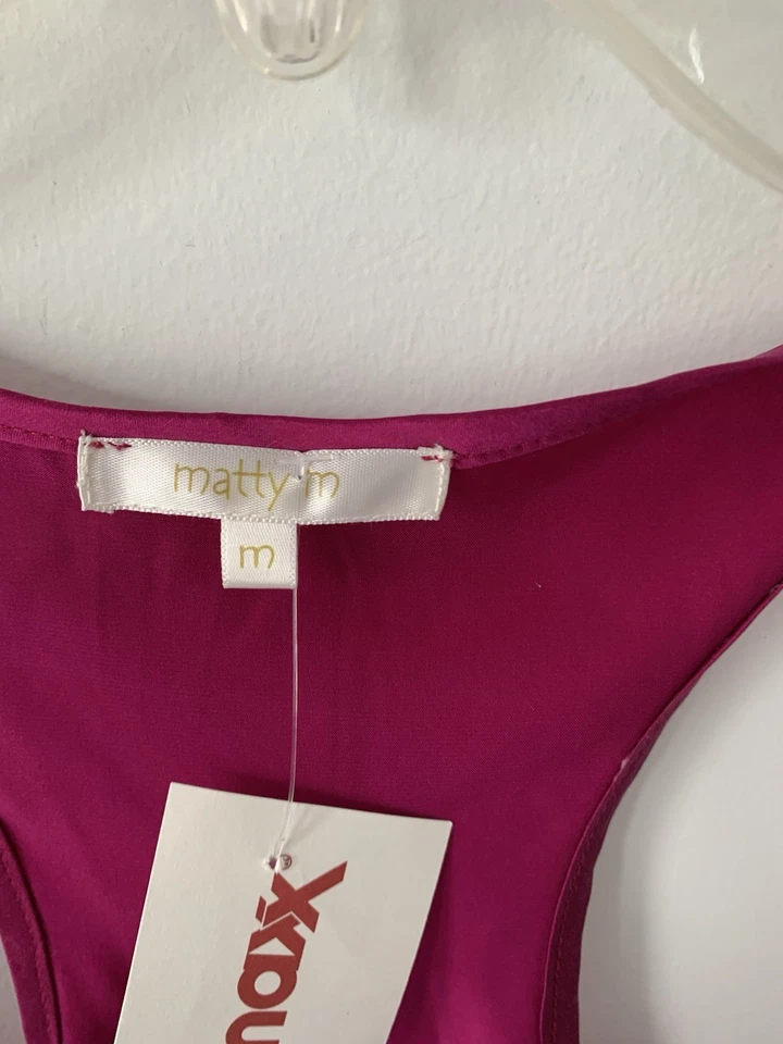 Marty M Pure Silk Fuchsia Cami 背心衬衫中号全新带标签 — 第 2/4 张图片