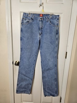 Wrangler 36MWZ Slim Fit Men Jeans  Blue Denim 36x36 Cowboy Bootcut Light Wash