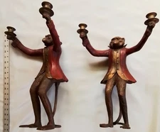 *RARE* VINTAGE WHIMSICAL MONKEY CANDLE (2) HOLDERS~DESIGNER BILL HUEBBE-LOOK !