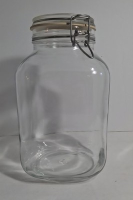 Bormioli Rocco Fido Square Glass Jar with Hinged Lid  Made in Italy 96 oz
