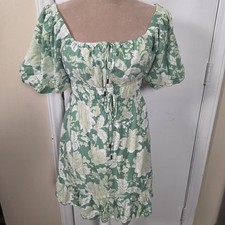 Revolve Babydoll Floral Mini Milkmaid Dress Sz M Y2K Boho Festival Fairy Cottage