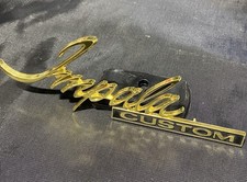 Pair 1971 - 1976 Chevrolet Impala Custom Gold Sail Panel Emblems New Pair Donk