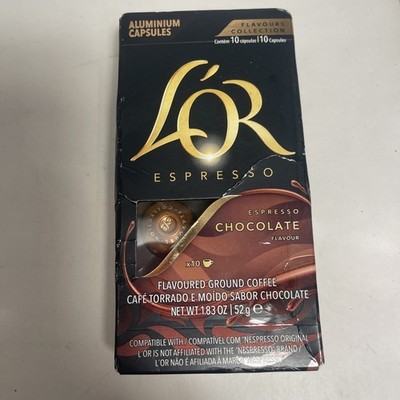 L'OR Espresso Capsules, 10 Count Chocolate, Single-Serve Boxes Damage (12a