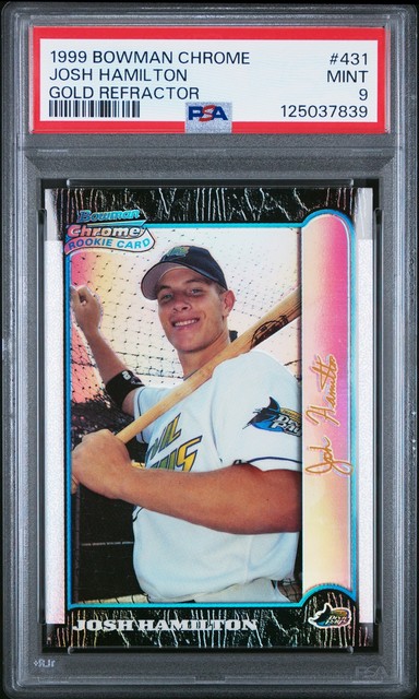 1999 BOWMAN CHROME GOLD GOLD REFRACTOR #431 JOSH HAMILTON 1/25 PSA 9