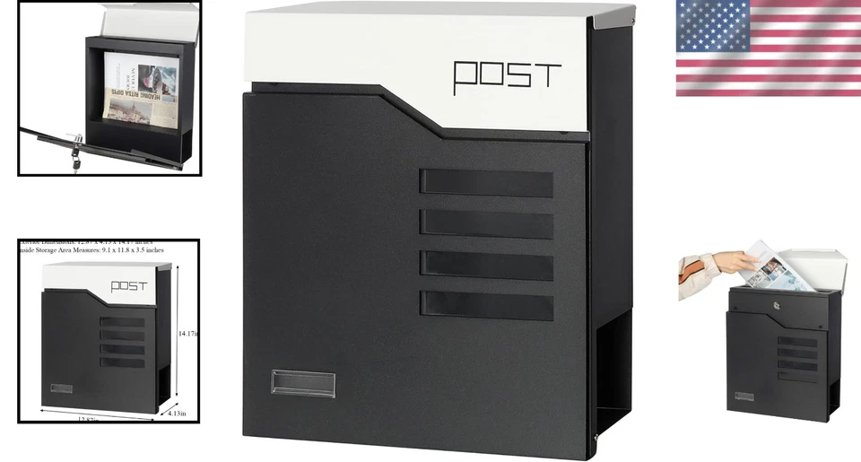 Wall Mount Locking Mailbox- Waterproof Key Lock Drop Box - Image 2 of 4