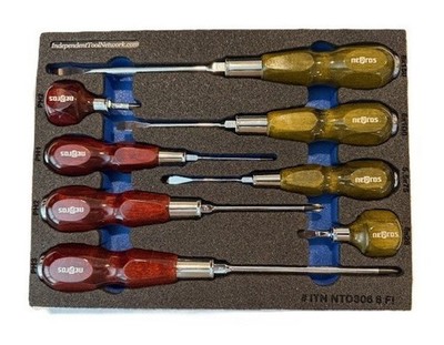 ITN NTD306 8 FI - Foam Insert Tray w/Nepros NTD306 - Wooden-Grip Screwdriver 8PC