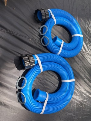 2 Pack Above Ground Pool Hoses 1.5'' Diameter x 59'' Blue Easy-Turn Nuts + Washers