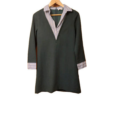 Sandro Shirt Dress Women Size UK 6 Green Jersey Short Sleeved Parisian Chic 