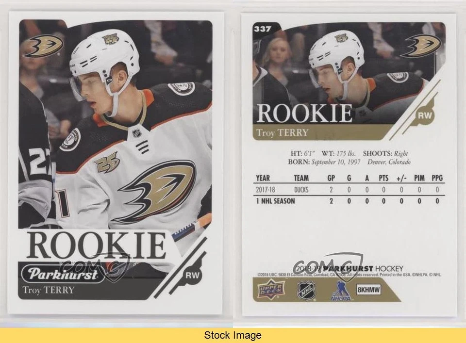 2018-19 Upper Deck Parkhurst Rookies Troy Terry #337 Rookie RC READ fv4 - Image 3 of 3