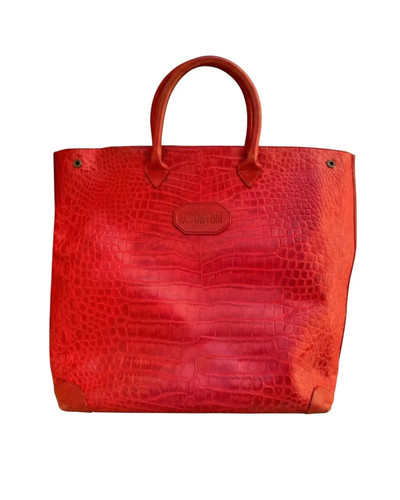 Roberto Cavalli EMBOSSED CROCODILE Pattern Lambskin Leather Hand Bag