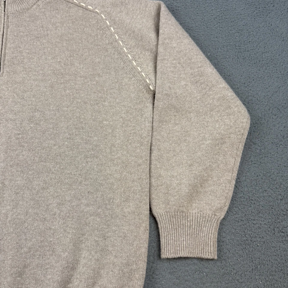 Neiman Marcus Sweater Mens Large Gray Half Zip Pullover Wool Cashmere Italy - Image 2 of 4