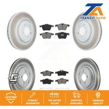 [Front+Rear] Coated Disc Brake Rotors And Ceramic Pads Kit For Jaguar XF