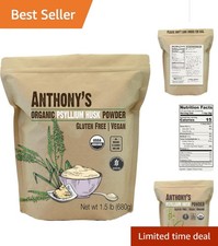 1.5 lb Gluten Free Organic Psyllium Husk Powder - Ideal for Smoothies  Wellness