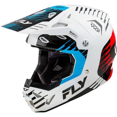 Fly Racing Motocross-Helm Formula CP Slice - Weiß/Rot/Cyan