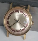 Vintage Timex Roulette Dial Date Watch Mens 33mm Runs Great WP1-18