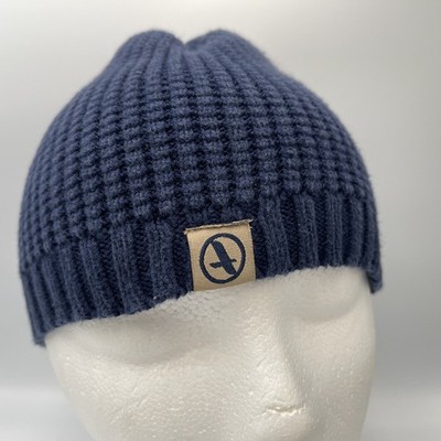 AIGLE Ribbed Knit 100% Cotton Winter Beanie Cap Navy Blue OS Sz Small