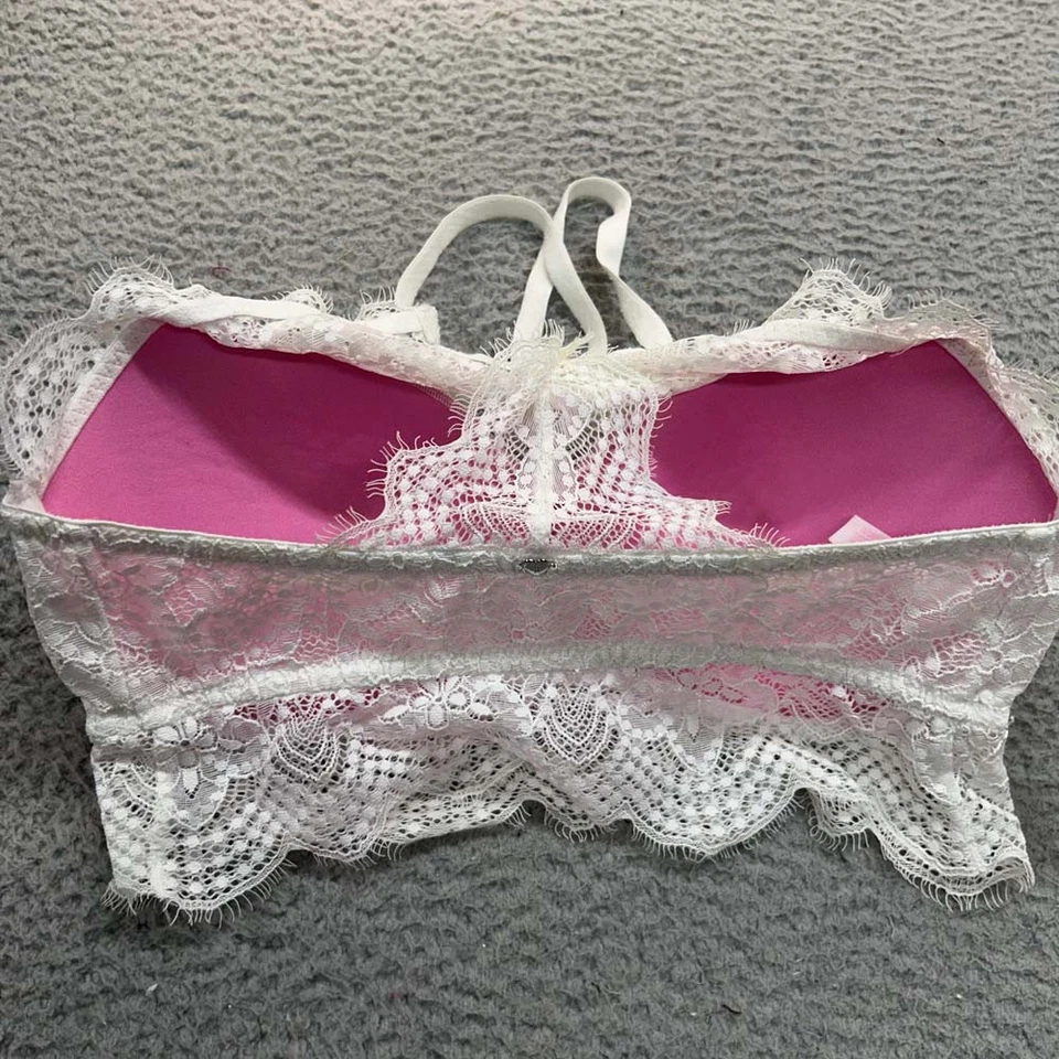 Sujetador Rosa S Sujetador Push Up Push Up D-dd Copa Pequeño Blanco Encaje Espalda Corredora Foto 4 de 4