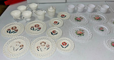 Vintage Children's Plastic Fancy Plates and Cups with Flower Design
