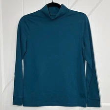 L.L.Bean Teal Blue Mock Neck Long Sleeve Top Women's Size S Reg