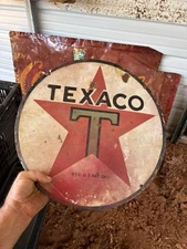 TEXACO STAR GASOLINE VINTAGE PORCELAIN ENAMEL GAS PUMP OIL SERVICE STATION 15”