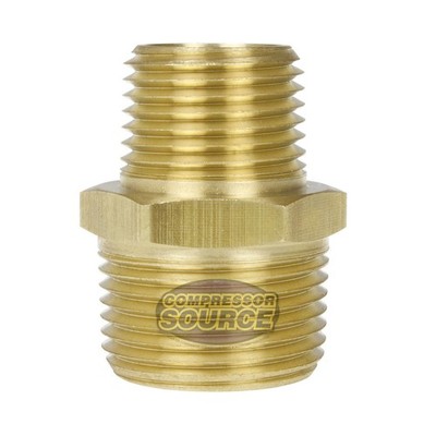 3/4'' x 1/2'' Male NPTF Pipe Reducing Hex Nipple Solid Brass Pipe Fitting