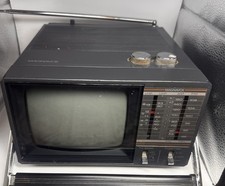 Vintage 1986 Magnavox 5 Portable Black White TV AM/FM Radio Tested Working A