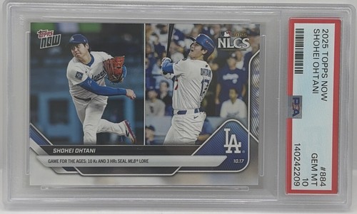 2025 Topps Now #884 Shohei Ohtani PSA 10 GEM MINT Game for the Ages 3 HR 10K QTY