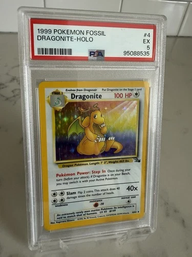 1999 Pokemon Fossil - Dragonite #4 Holo PSA 5 EX