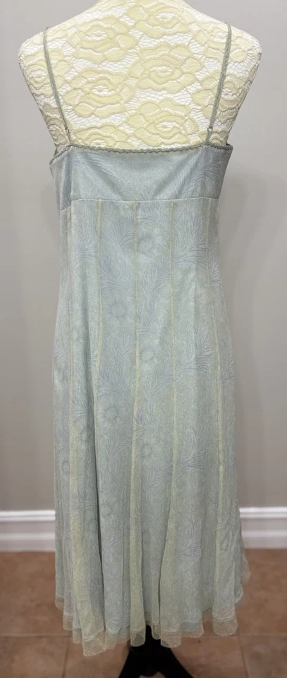 Vestido Antonio Melani de Encaje de Seda 10 Midi Azul Amarillo Fairycore Coqueta Regreso a Casa Foto 3 de 4