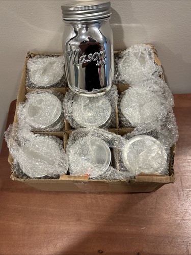 Set Of 9 Silver Decorative Mason Jars 16 Oz Crafts Christmas Wedding Home Decor - Picture 5 of 5