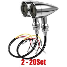2-20 Motorcycle Chrome Bullet Turn Signal Light Blinker Amberred Front Rear M10